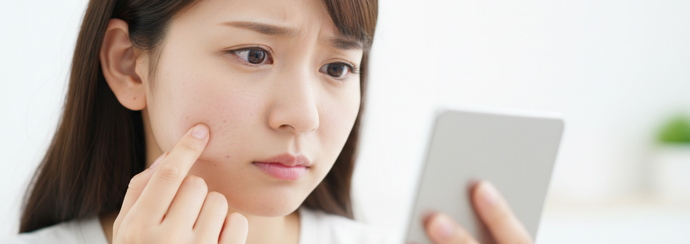 毛穴の開きに悩んでいる人の画像
