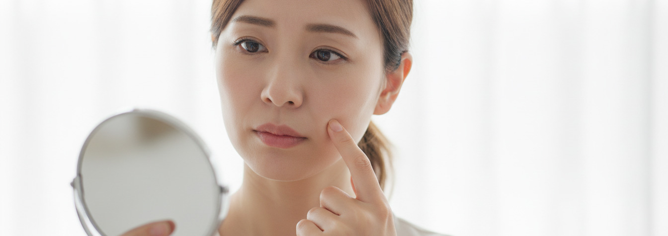 ほうれい線に悩んでいる人の画像